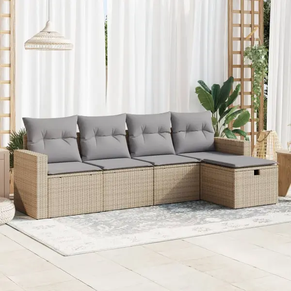 Gossi set canapele de gradina cu perne, 5 piese, bej, poliratan