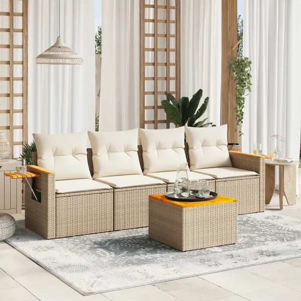 Gossi set canapele de gradina cu perne, 5 piese, bej, poliratan