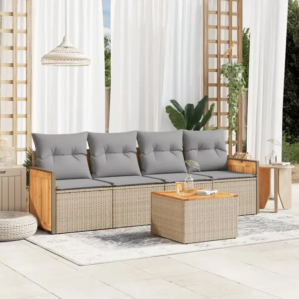 Gossi set canapele de gradina cu perne, 5 piese, bej, poliratan