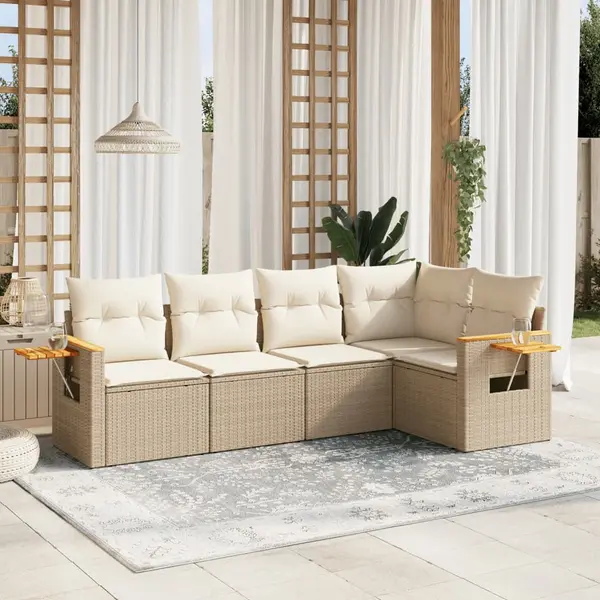 Gossi set canapele de gradina cu perne, 5 piese, bej, poliratan