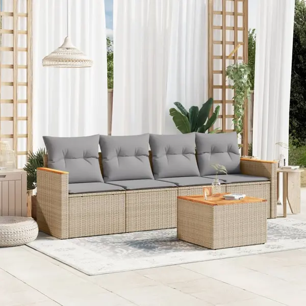 Gossi set canapele de gradina cu perne, 5 piese, bej, poliratan