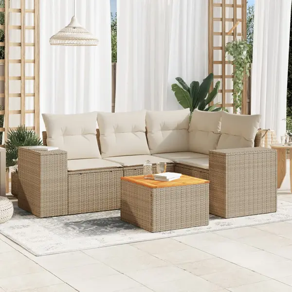 Gossi set canapele de gradina cu perne, 5 piese, bej, poliratan