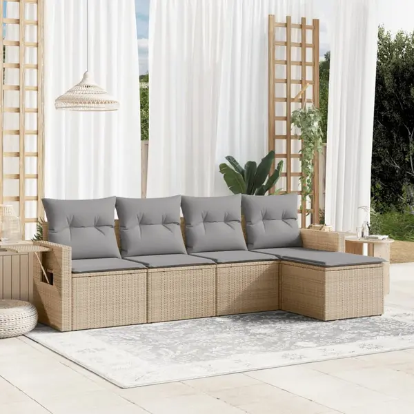 Gossi set canapele de gradina cu perne, 5 piese, bej, poliratan
