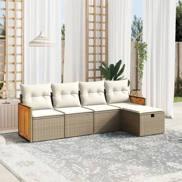 Gossi set canapele de gradina cu perne, 5 piese, bej, poliratan
