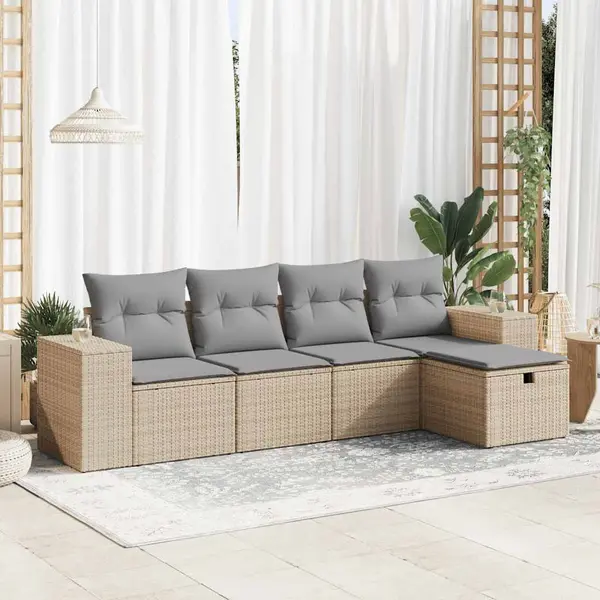 Gossi set canapele de gradina cu perne, 5 piese, bej, poliratan