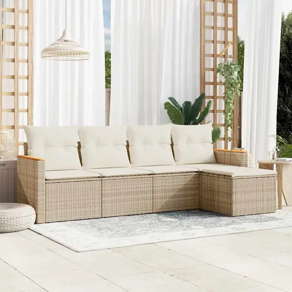 Gossi set canapele de gradina cu perne, 5 piese, bej, poliratan