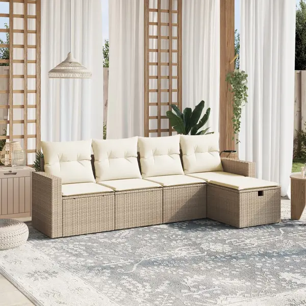Gossi set canapele de gradina cu perne, 5 piese, bej, poliratan