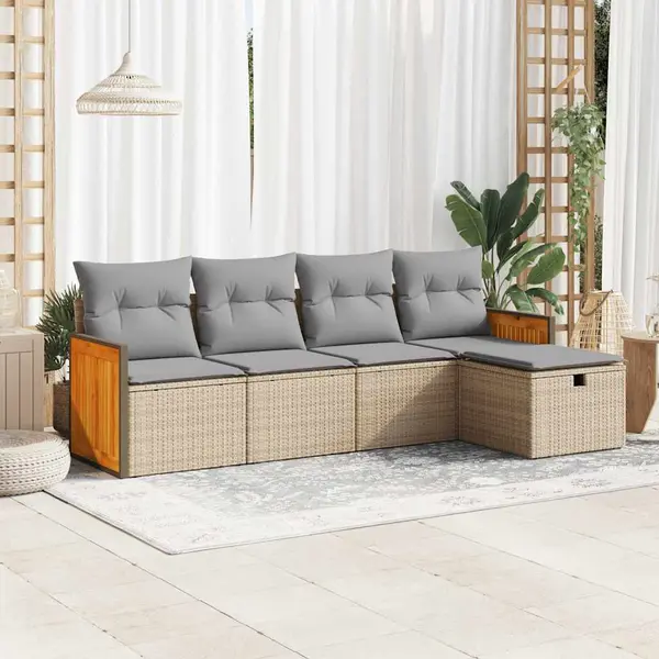 Gossi set canapele de gradina cu perne, 5 piese, bej, poliratan