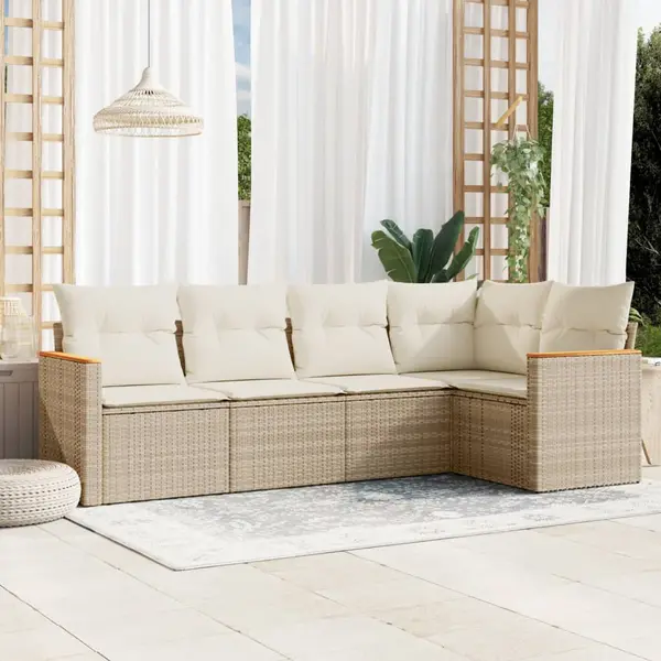 Gossi set canapele de gradina cu perne, 5 piese, bej, poliratan