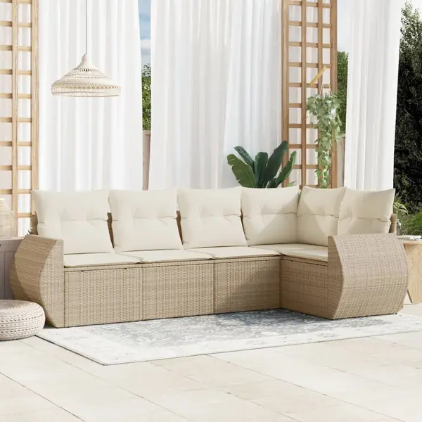 Gossi set canapele de gradina cu perne, 5 piese, bej, poliratan