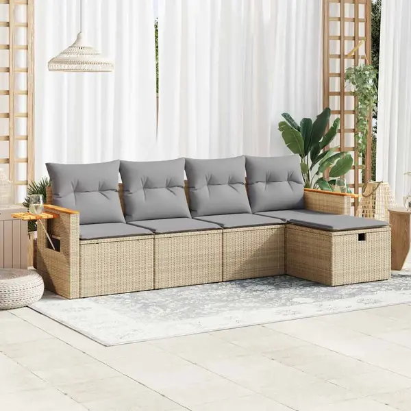 Gossi set canapele de gradina cu perne, 5 piese, bej, poliratan