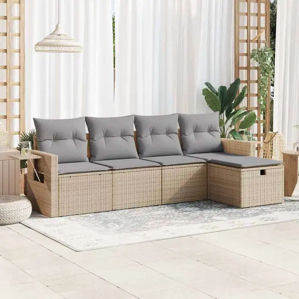 Gossi set canapele de gradina cu perne, 5 piese, bej, poliratan