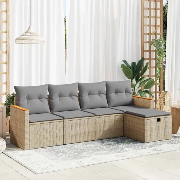 Gossi set canapele de gradina cu perne, 5 piese, bej, poliratan