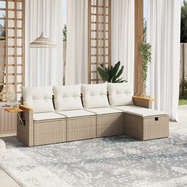 Gossi set canapele de gradina cu perne, 5 piese, bej, poliratan