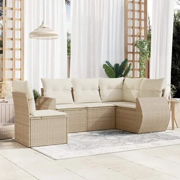 Gossi set canapele de gradina cu perne, 5 piese, bej, poliratan