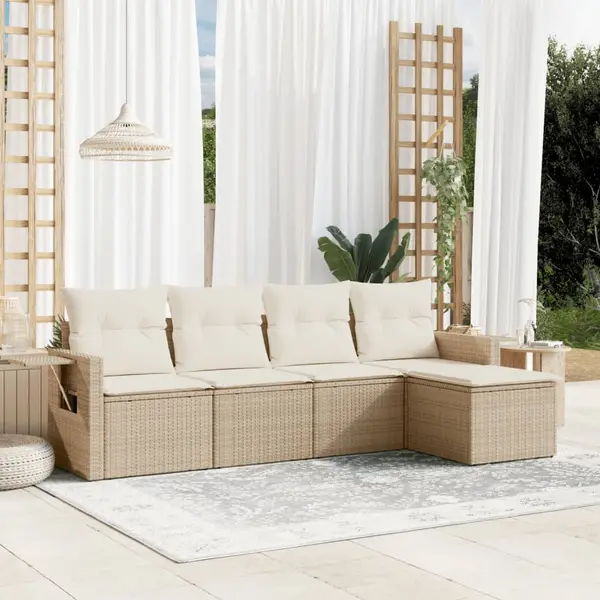 Gossi set canapele de gradina cu perne, 5 piese, bej, poliratan