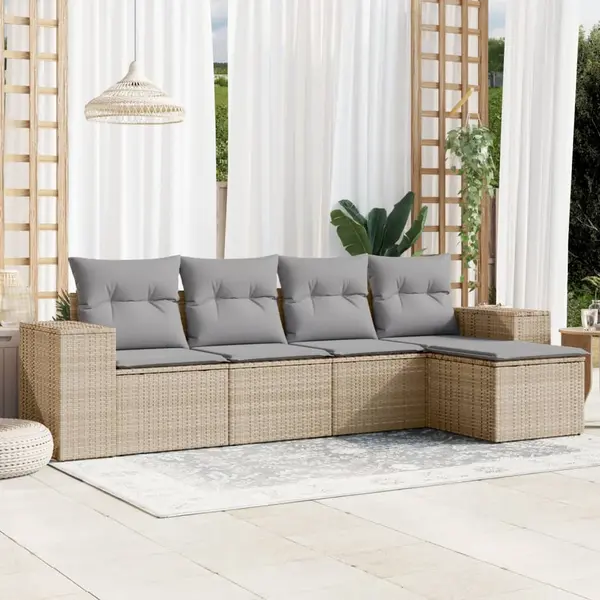 Gossi set canapele de gradina cu perne, 5 piese, bej, poliratan