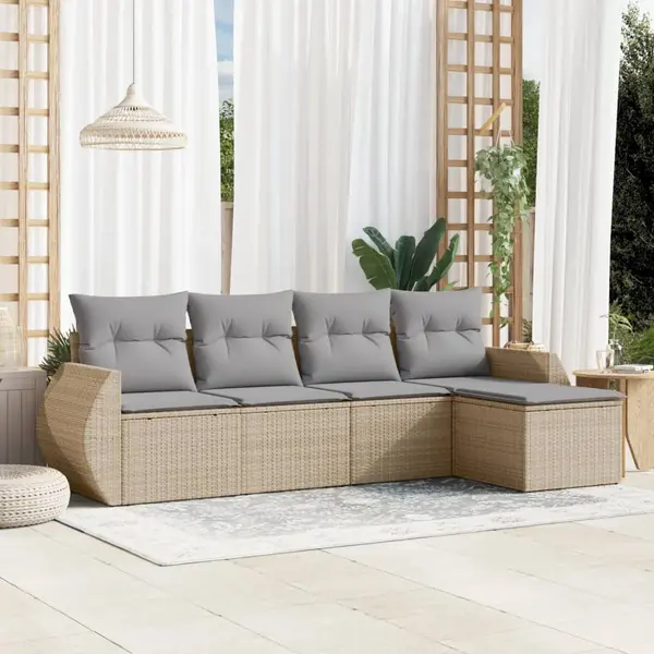 Gossi set canapele de gradina cu perne, 5 piese, bej, poliratan