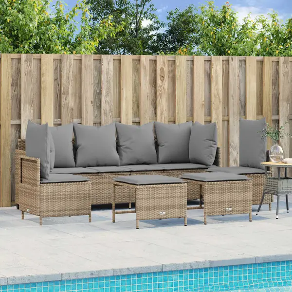 Gossi set canapele de gradina cu perne, 5 piese, bej, poliratan