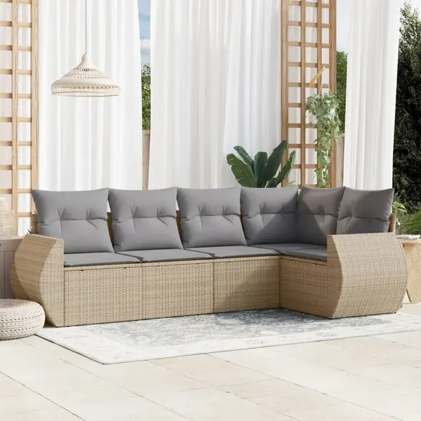 Gossi set canapele de gradina cu perne, 5 piese, bej, poliratan