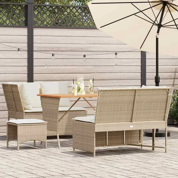 Gossi set canapele de gradina cu perne, 5 piese, bej, poliratan
