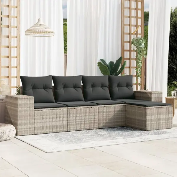Gossi set canapele de gradina cu perne, 5 piese gri deschis poliratan