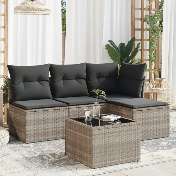 Gossi set canapele de gradina cu perne, 5 piese gri deschis poliratan