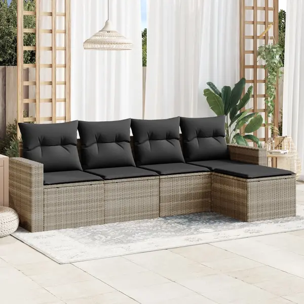 Gossi set canapele de gradina cu perne, 5 piese gri deschis poliratan