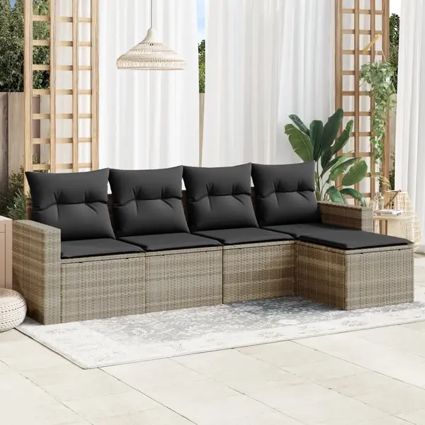 Gossi set canapele de gradina cu perne, 5 piese gri deschis poliratan