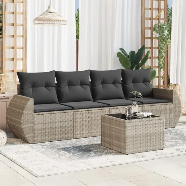 Gossi set canapele de gradina cu perne, 5 piese gri deschis poliratan