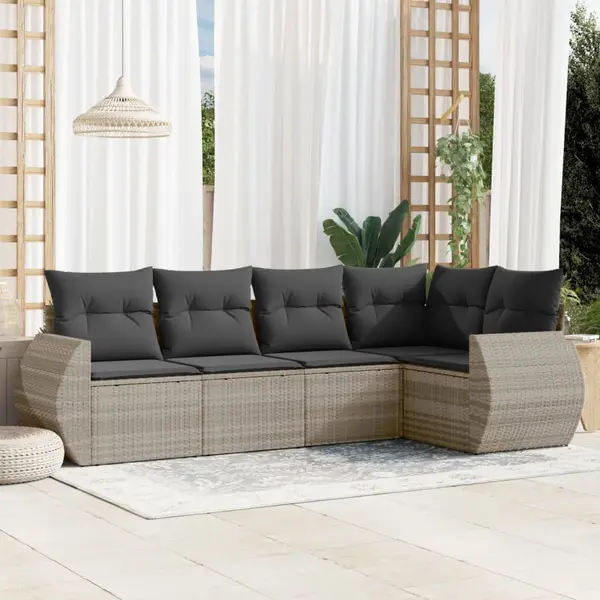 Gossi set canapele de gradina cu perne, 5 piese gri deschis poliratan