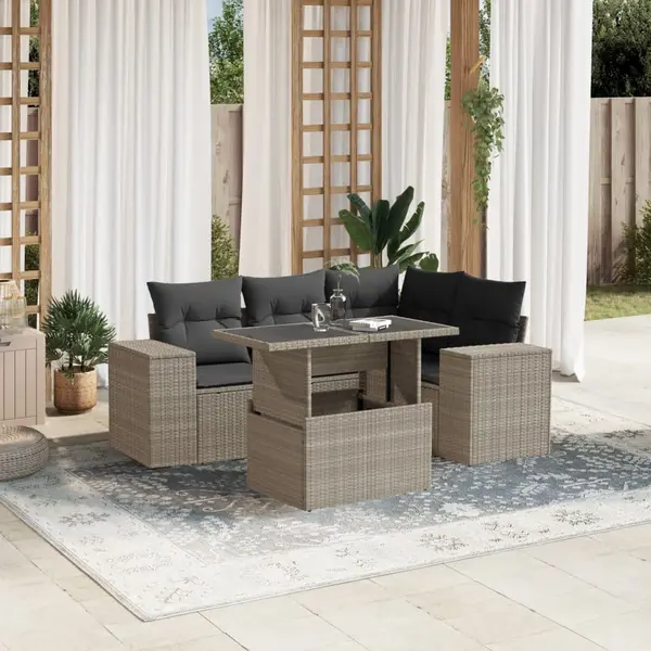 Gossi set canapele de gradina cu perne, 5 piese gri deschis poliratan