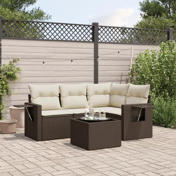 Gossi set canapele de gradina cu perne, 5 piese, maro, poliratan