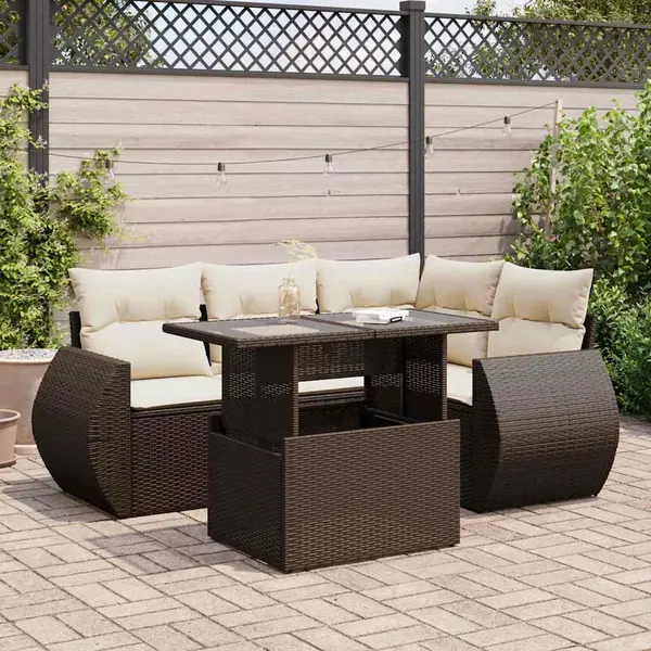 Gossi set canapele de gradina cu perne, 5 piese, maro, poliratan