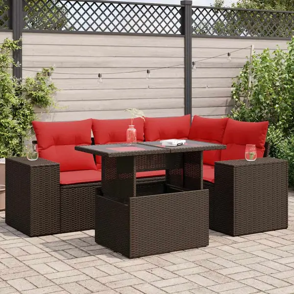 Gossi set canapele de gradina cu perne, 5 piese, maro, poliratan