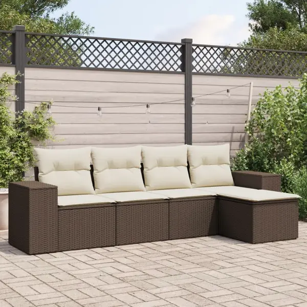 Gossi set canapele de gradina cu perne, 5 piese, maro, poliratan