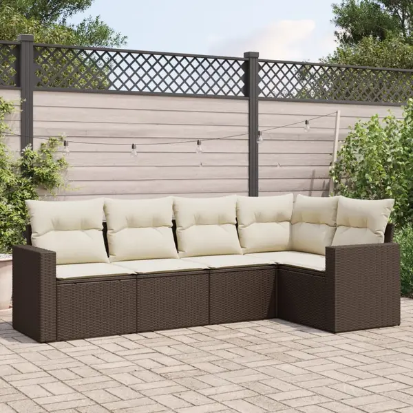 Gossi set canapele de gradina cu perne, 5 piese, maro, poliratan