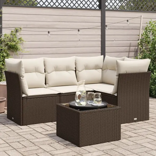Gossi set canapele de gradina cu perne, 5 piese, maro, poliratan