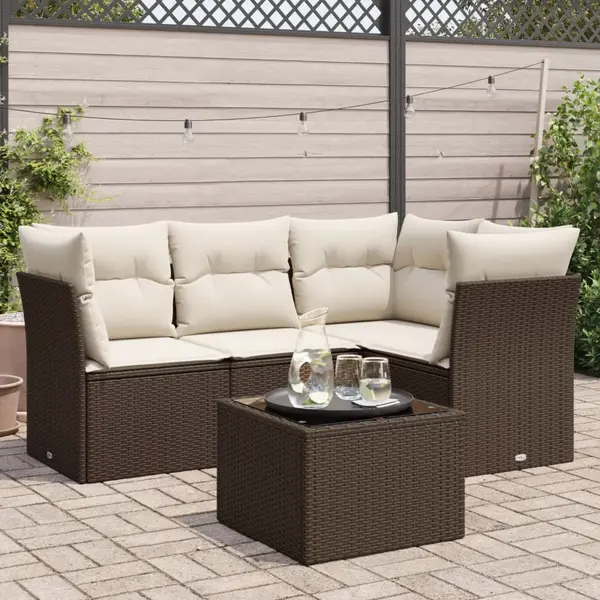 Gossi set canapele de gradina cu perne, 5 piese, maro, poliratan