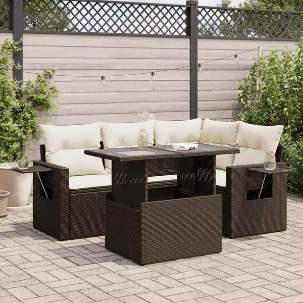 Gossi set canapele de gradina cu perne, 5 piese, maro, poliratan