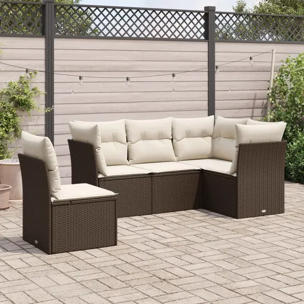 Gossi set canapele de gradina cu perne, 5 piese, maro, poliratan
