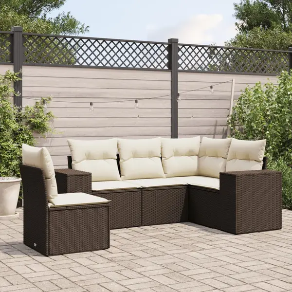 Gossi set canapele de gradina cu perne, 5 piese, maro, poliratan