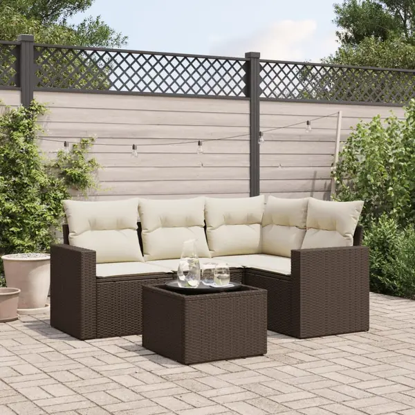 Gossi set canapele de gradina cu perne, 5 piese, maro, poliratan