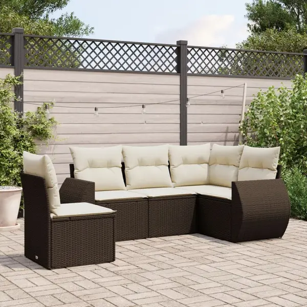 Gossi set canapele de gradina cu perne, 5 piese, maro, poliratan