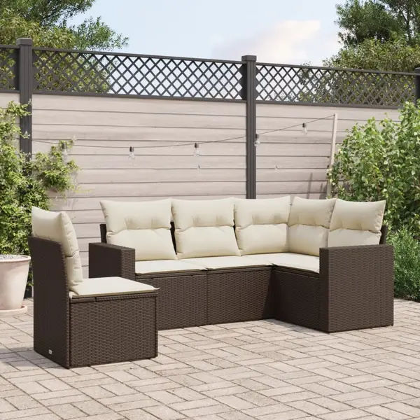 Gossi set canapele de gradina cu perne, 5 piese, maro, poliratan