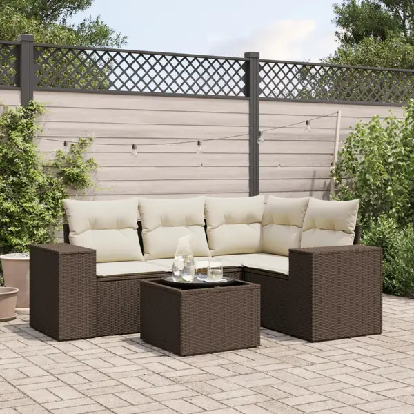 Gossi set canapele de gradina cu perne, 5 piese, maro, poliratan