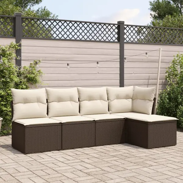 Gossi set canapele de gradina cu perne, 5 piese, maro, poliratan