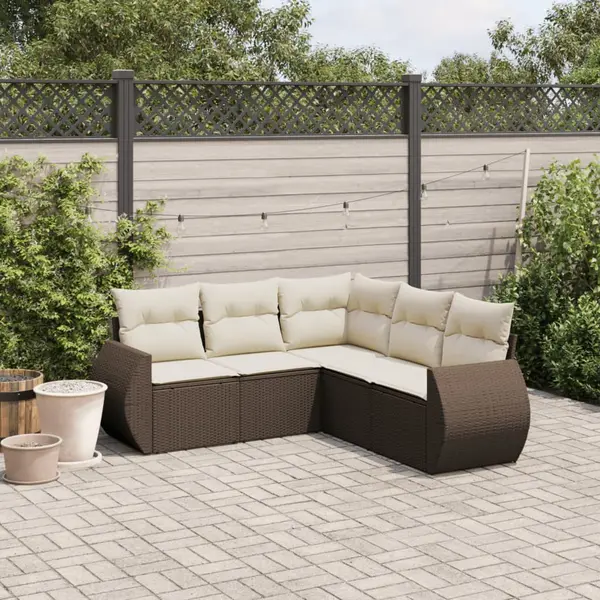 Gossi set canapele de gradina cu perne, 5 piese, maro, poliratan