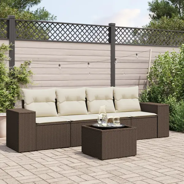 Gossi set canapele de gradina cu perne, 5 piese, maro, poliratan