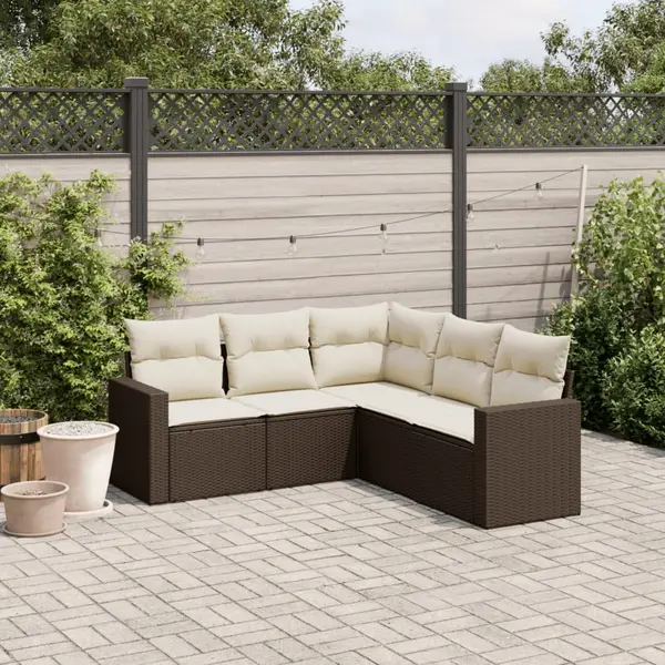 Gossi set canapele de gradina cu perne, 5 piese, maro, poliratan
